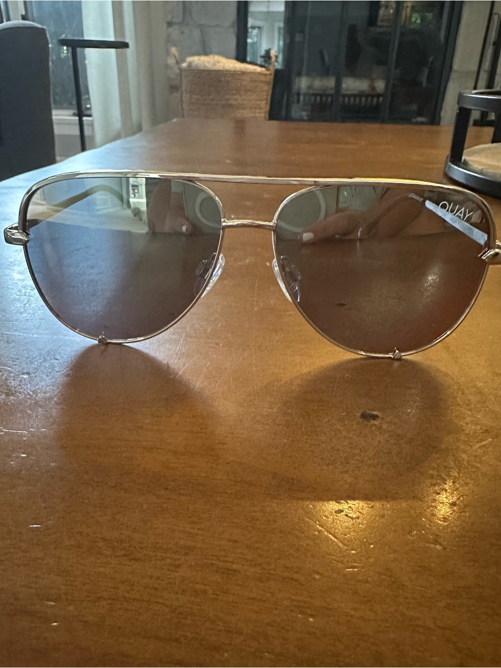 Quay Gold High Key Aviator Unisex Polarized Sunglasses with Brown Gradient Lens